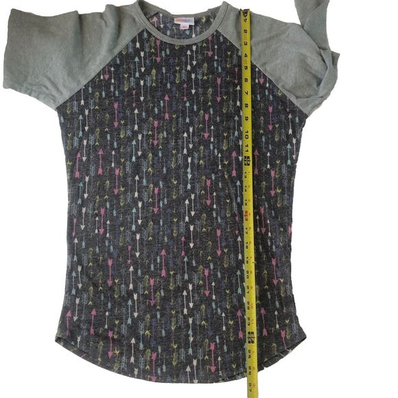 Lularoe Randy Women’s 3/4 Sleeve Raglan Tee Gray/charcoal Colorful Arrows NWT - Picture 6 of 13